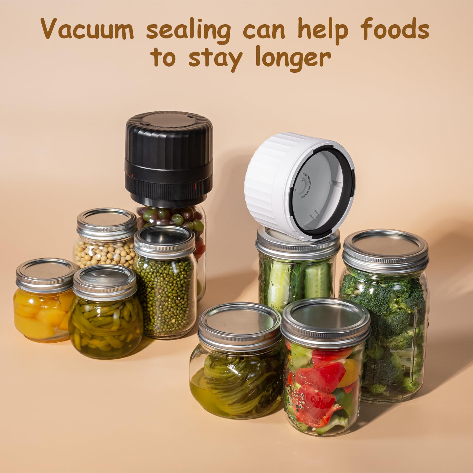 HTPOW regular mouth lids adapter included enables seamless sealing
