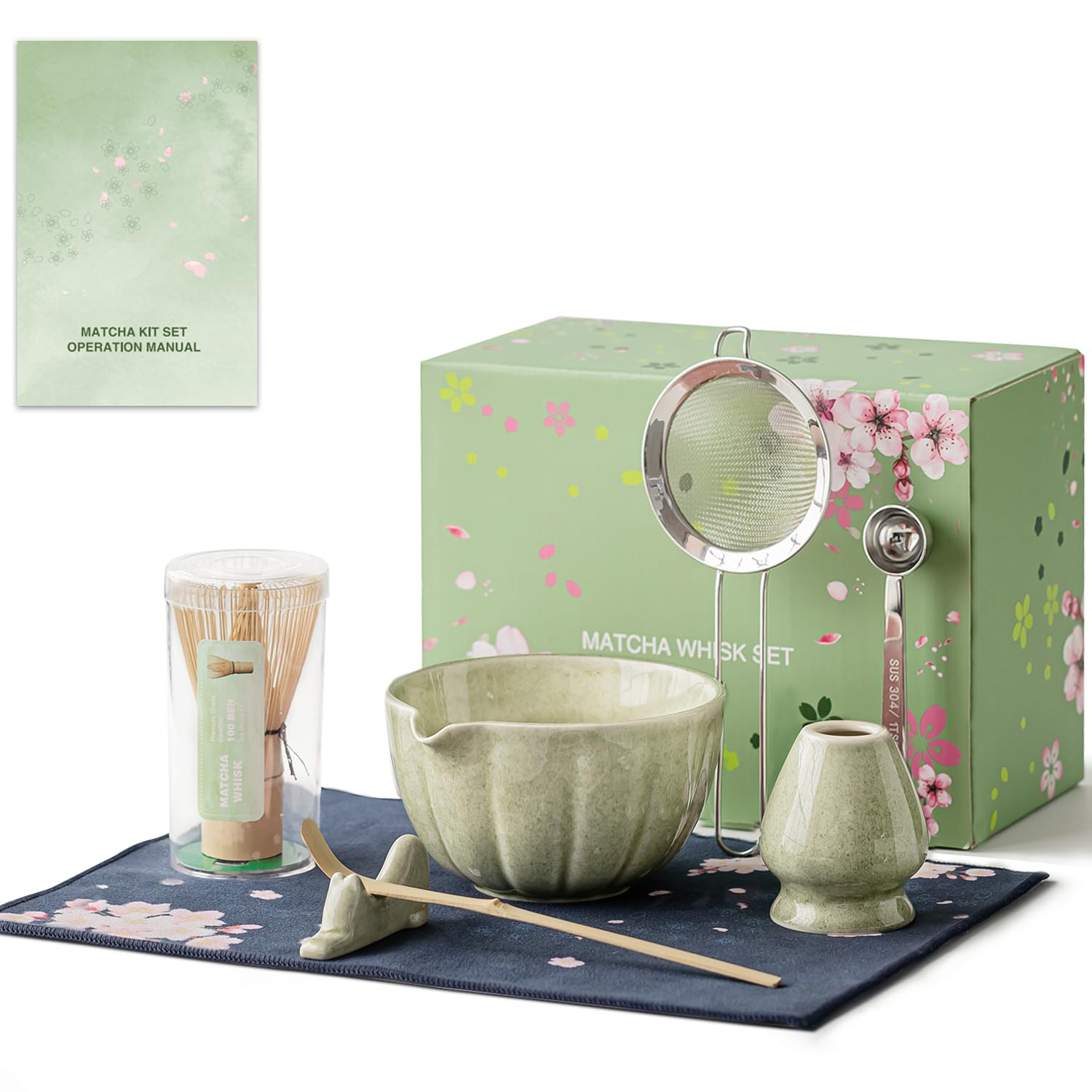 HTRCXB ceramic matcha bowl with pour spout for easy serving