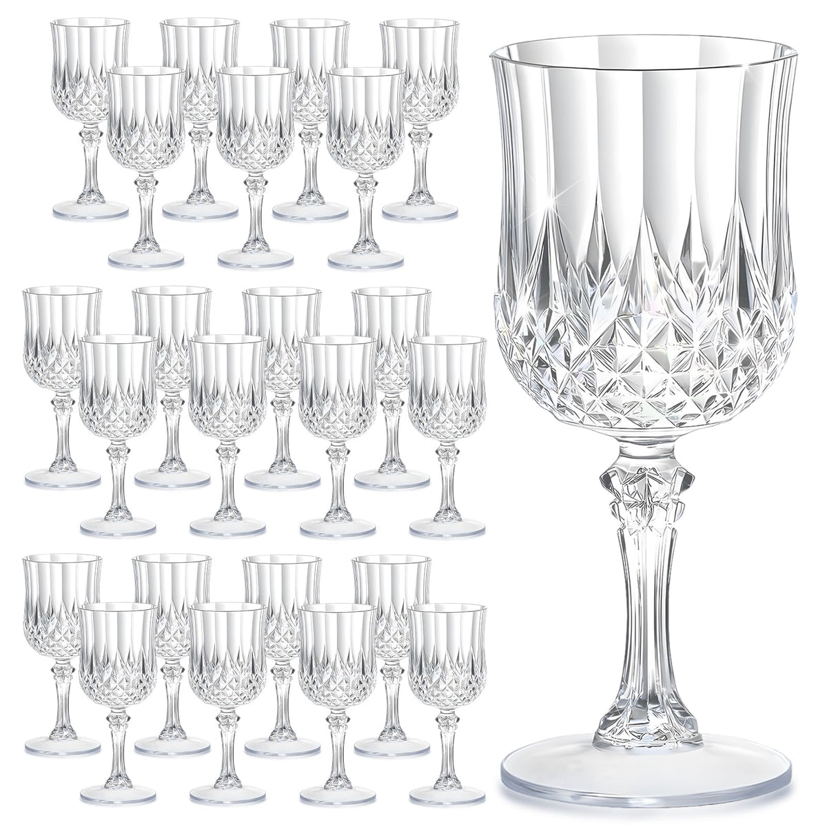 HTTBEIZI 24-piece transparent wine glasses with crystal clarity for weddings and events.
