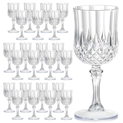 HTTBEIZI 24-piece transparent wine glasses with crystal clarity for weddings and events.