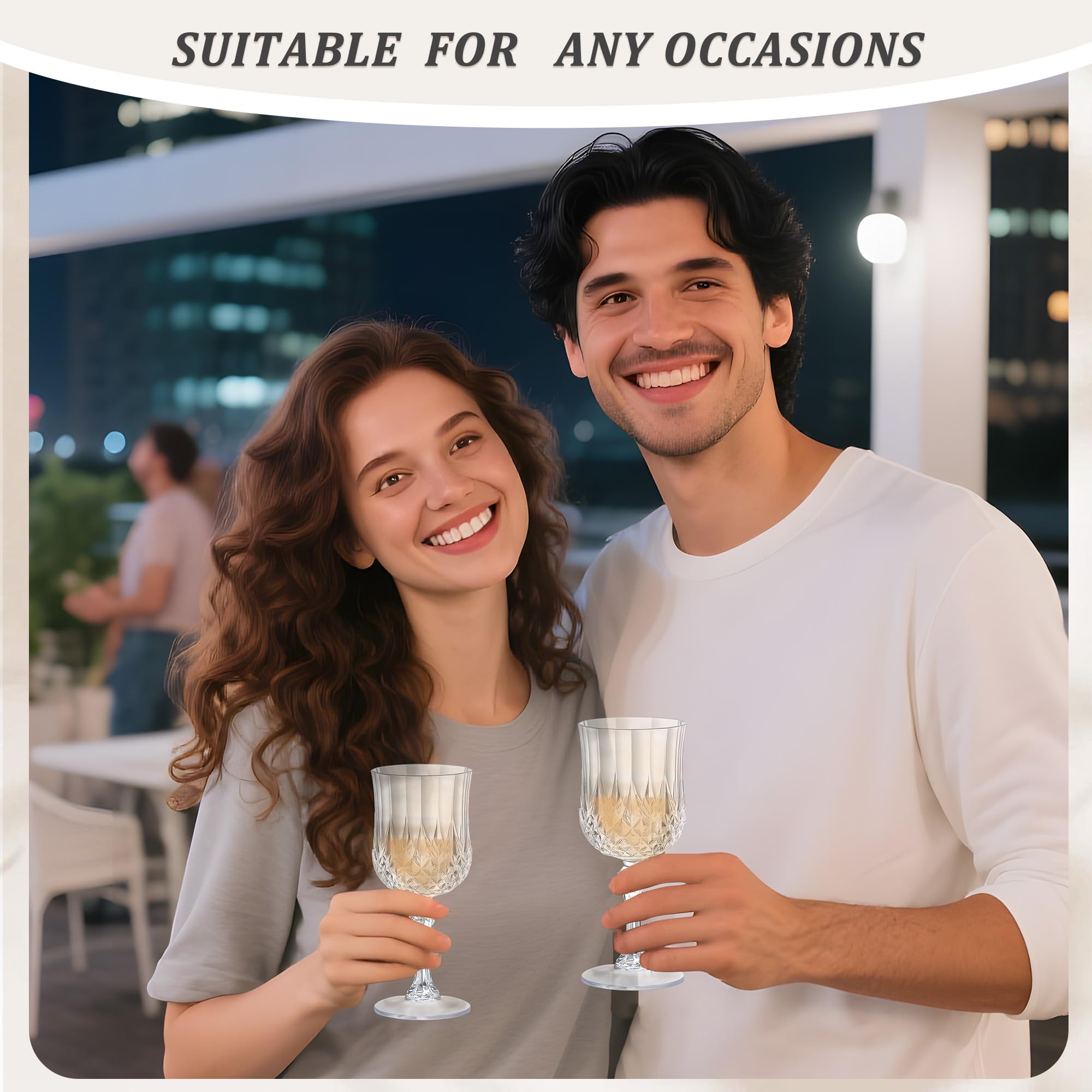 HTTBEIZI versatile plastic cups suitable for champagne, wine, cocktails, and juice.