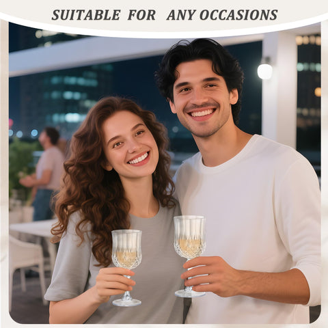 HTTBEIZI versatile plastic cups suitable for champagne, wine, cocktails, and juice.