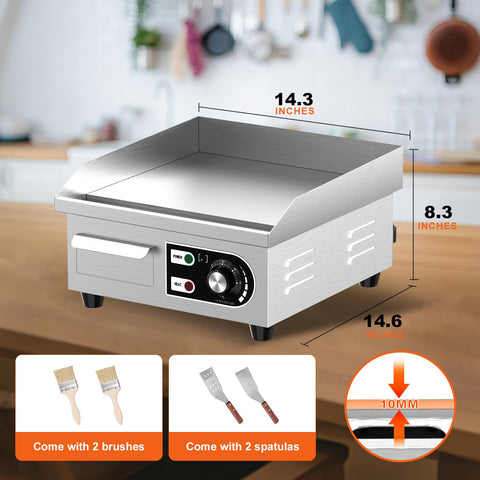 HTTSICHI temperature control knob on 14-inch griddle enables precise heat management.