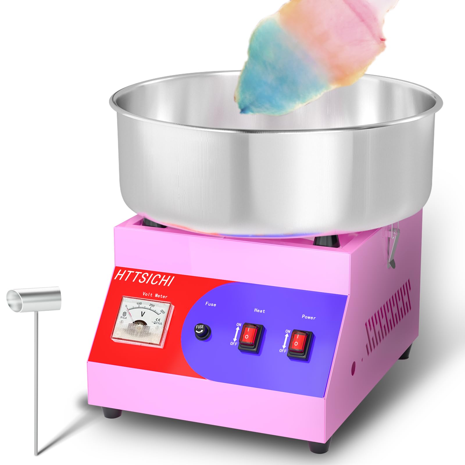 HTTSICHI cotton candy machine with a 15-inch bowl for fluffy strands at parties.