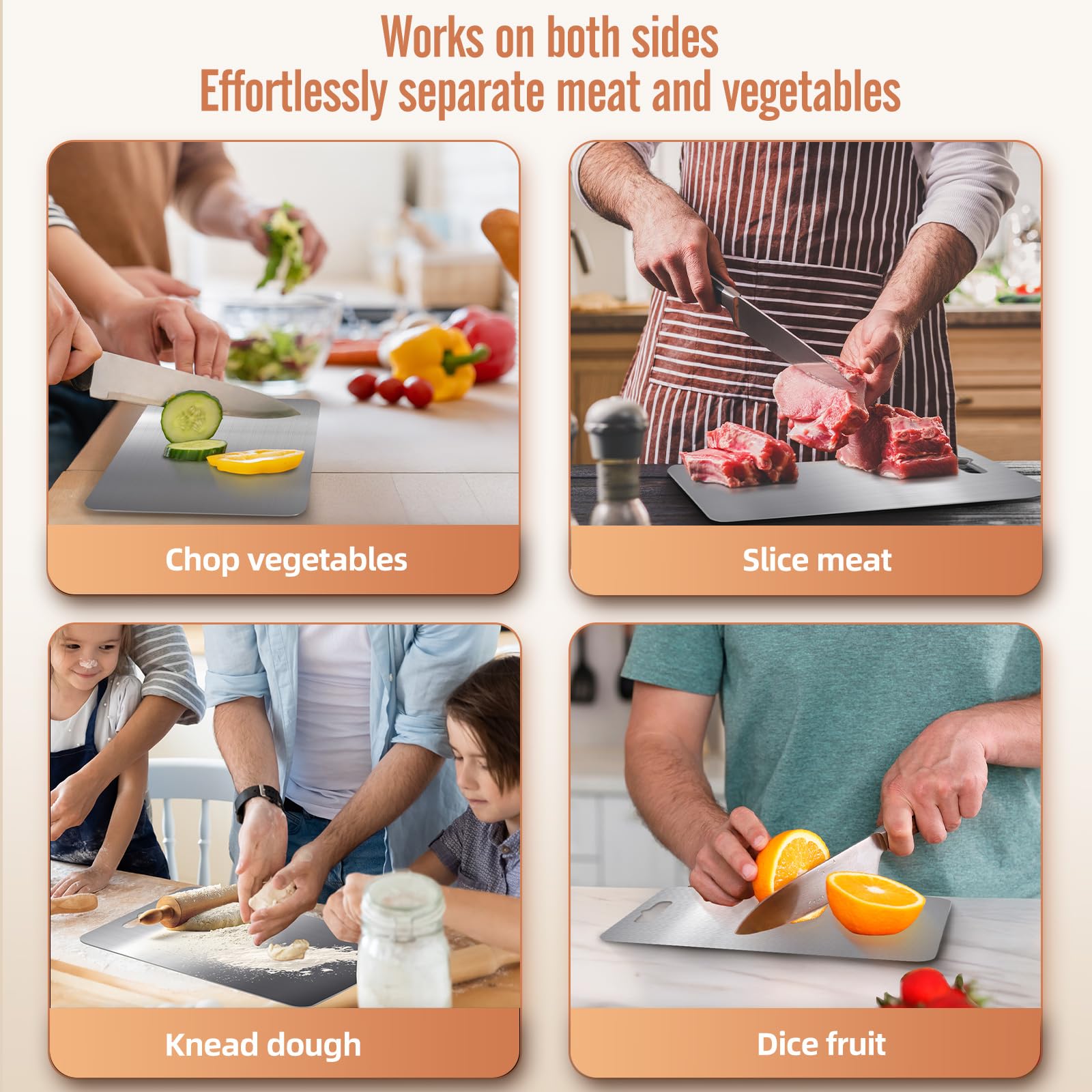 Huachancn 18x12 titanium cutting board demonstrates ample workspace on a counter