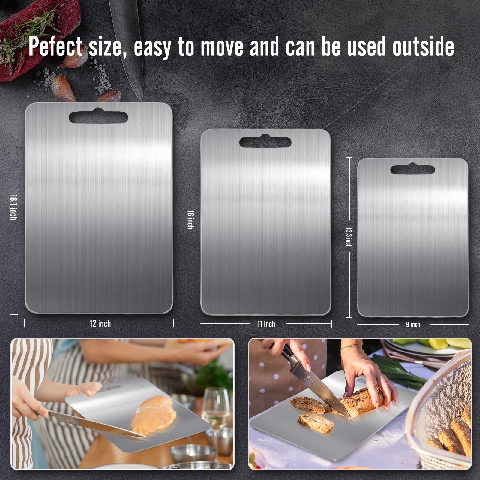 Huachancn titanium cutting board ideal for camping and outdoor meals