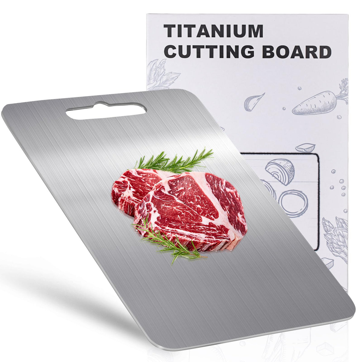 Huachancn titanium cutting board with handle for easy transport and prep
