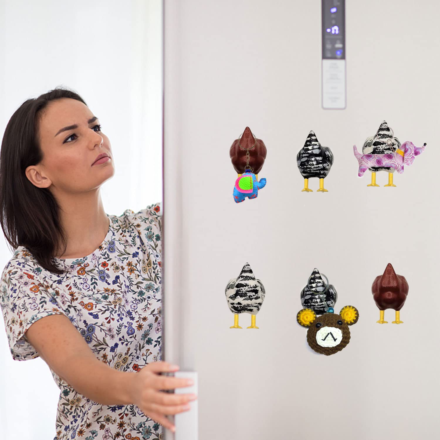 Huaerle chicken butt magnet set features creative-chick designs for whiteboards and lockers.