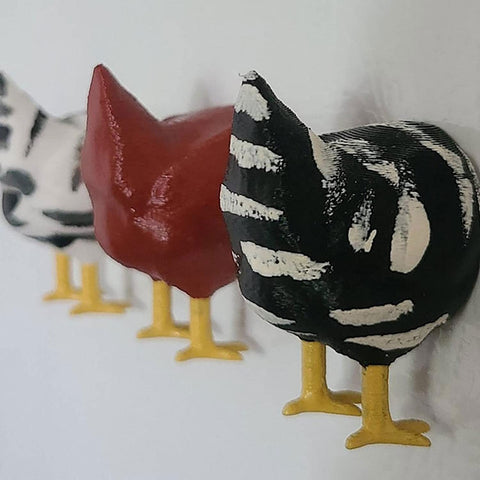 Huaerle chicken butt magnets are lightweight resin pieces for safe home use.