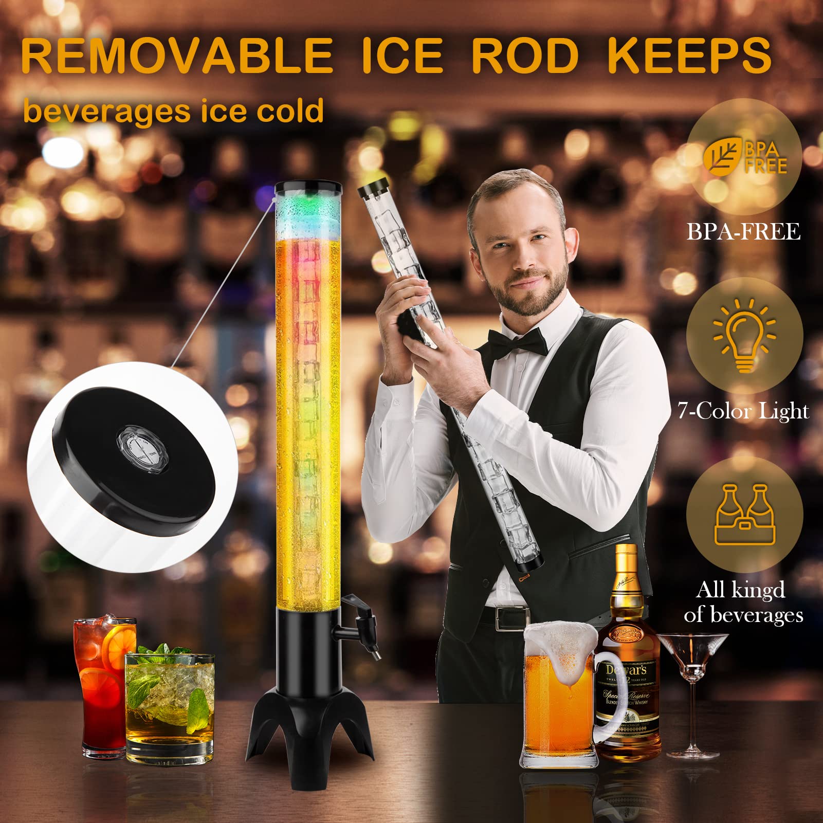 HUAFUNWIN removable ice tube keeps beverages cold during gatherings