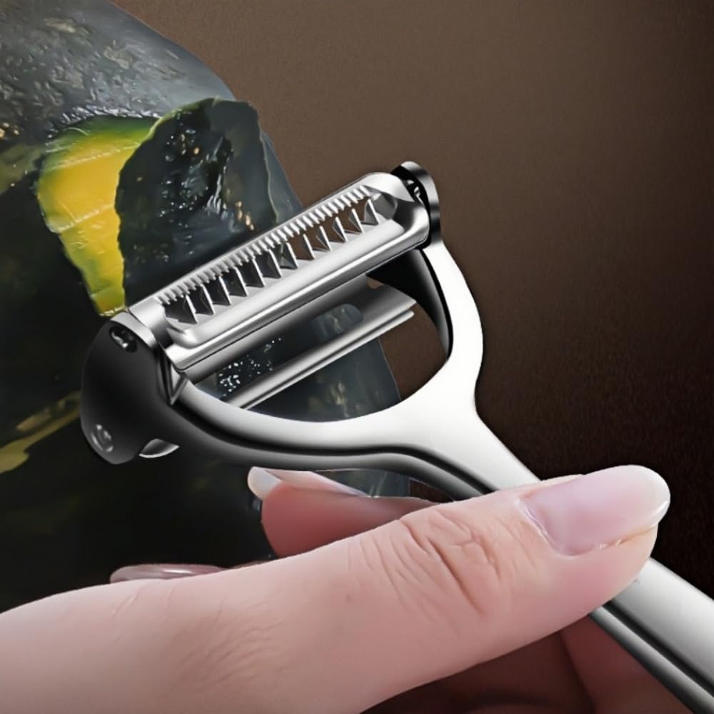 Huakai 2-in-1 peeler suitable for left and right-handed use.