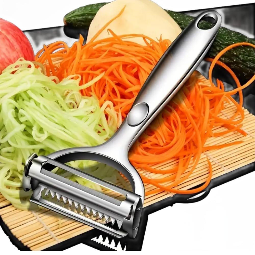 Huakai 2-in-1 peeler with stainless steel blade for precise, effortless peeling.