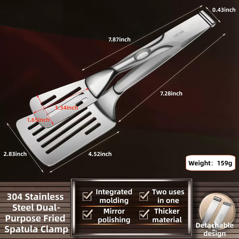 Huakai detachable spatula conversion for compact storage when used with tongs