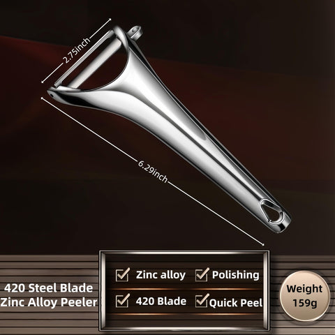 Huakai rotary peeler showing stainless steel blade for smooth peels.