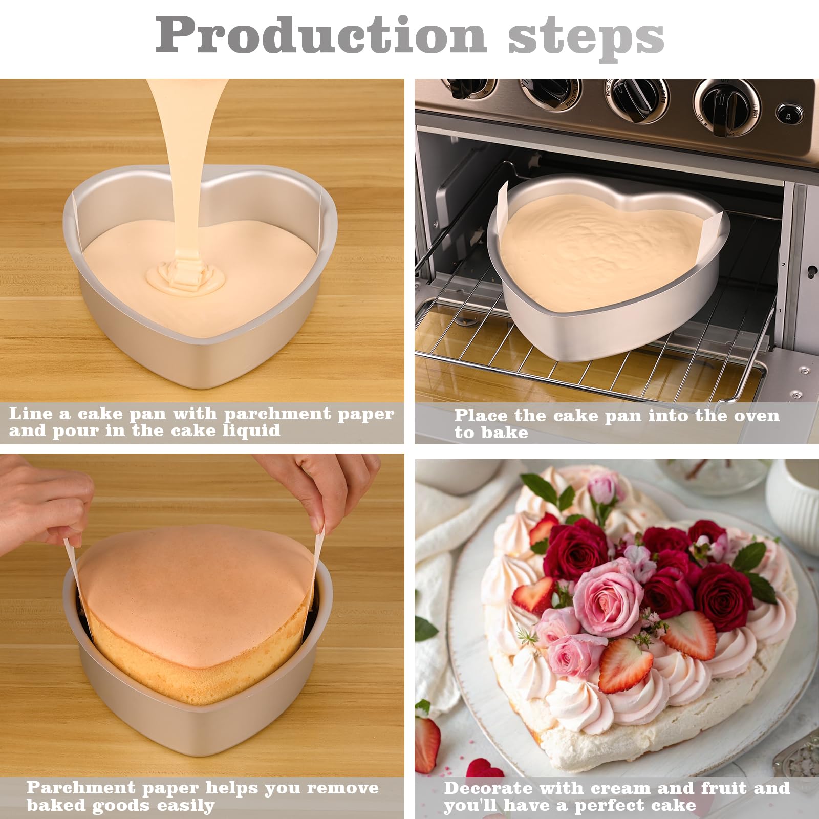 HUAKENER aluminum heart pan ensures even heat for consistent cakes