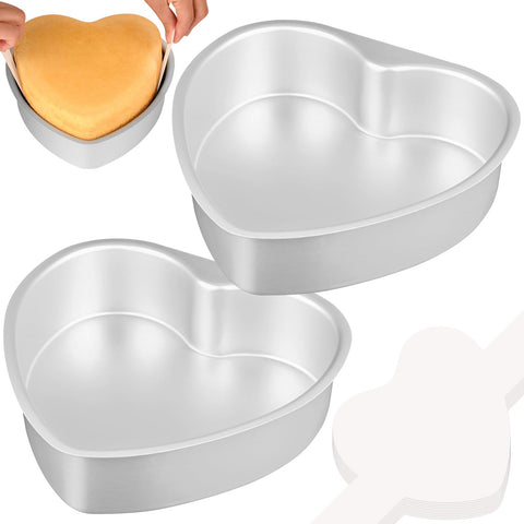 HUAKENER heart cake pan 2-pack front view for even, reliable baking outcomes.