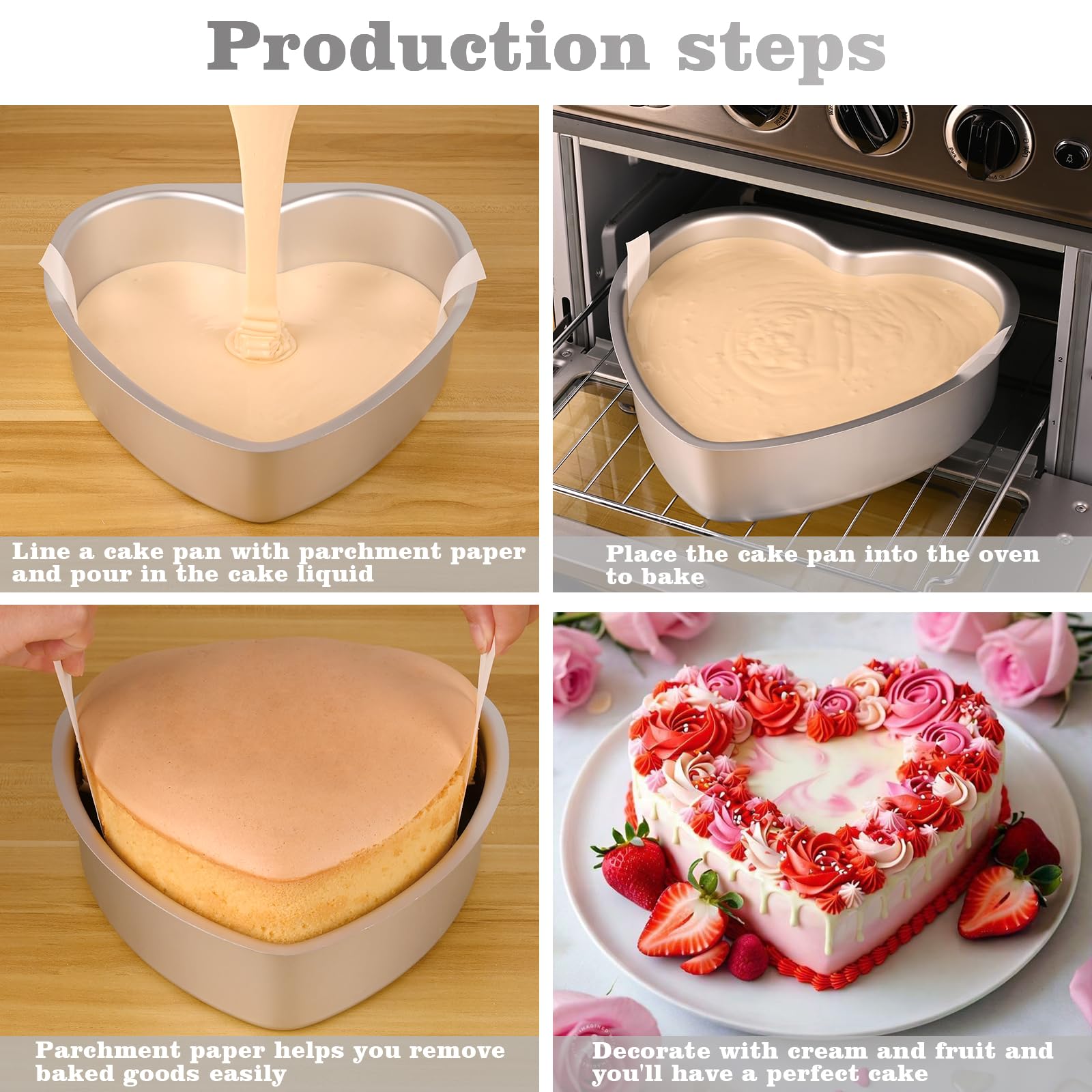 HUAKENER parchment paper handles close-up highlighting convenient lifting of cakes.