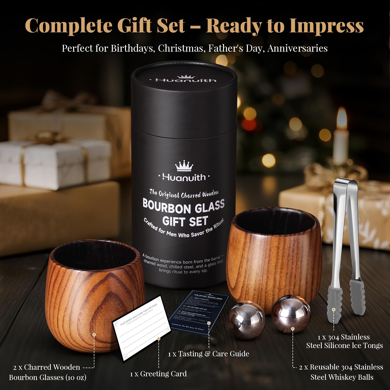 Huanuith natural wood grain glass adds rustic charm.