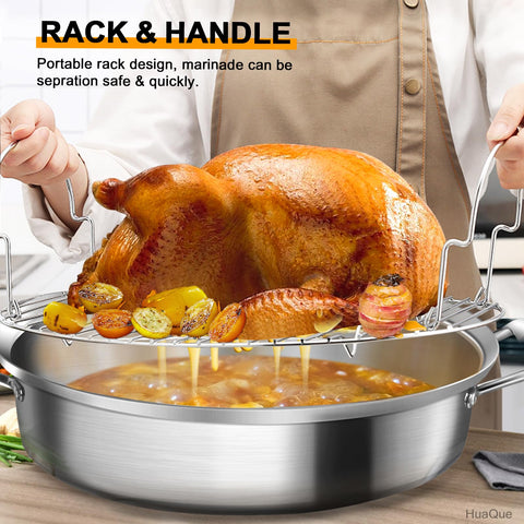 HuaQue foldable rack handle enables easy lifting from the pan