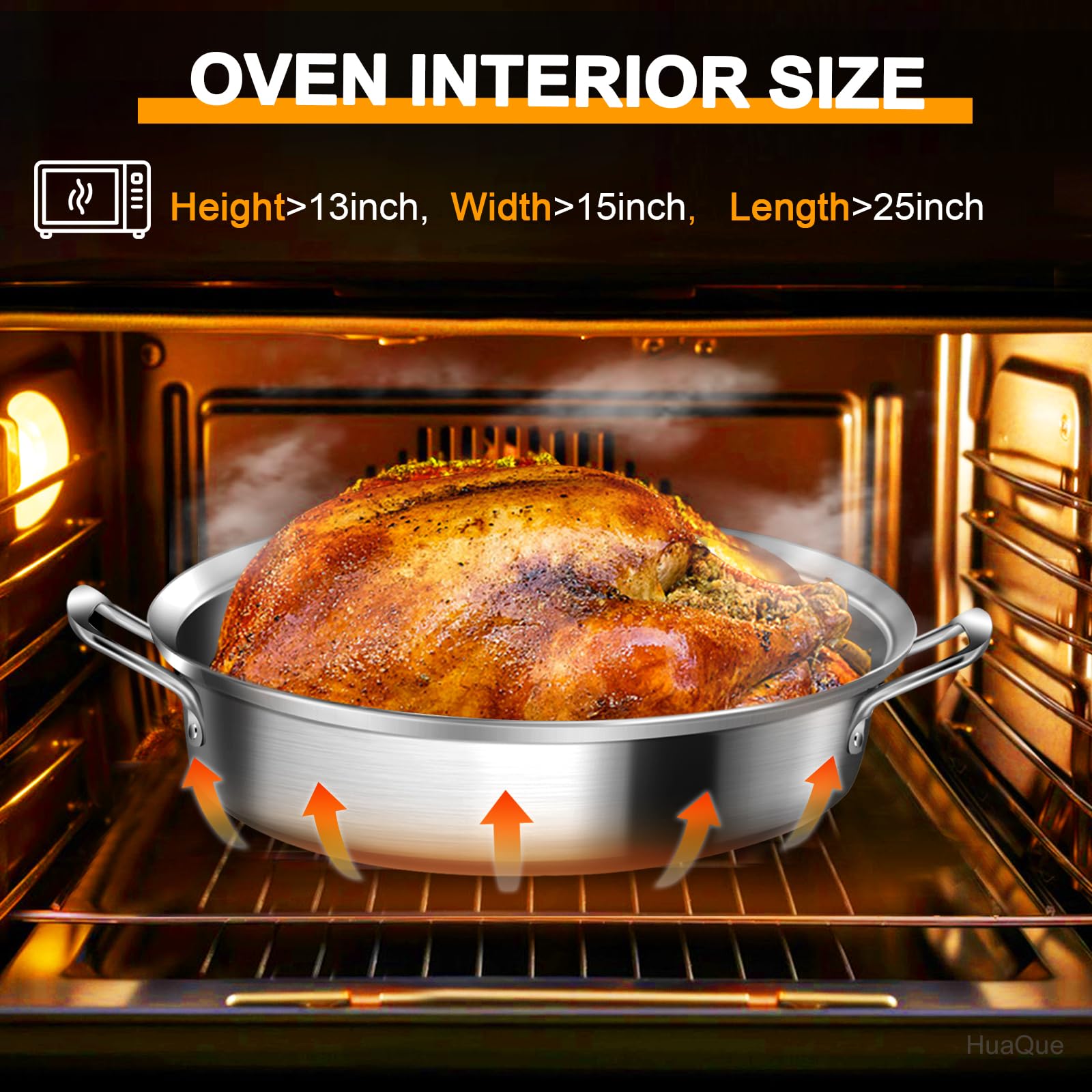 HuaQue induction-ready stainless roaster for versatile cooking