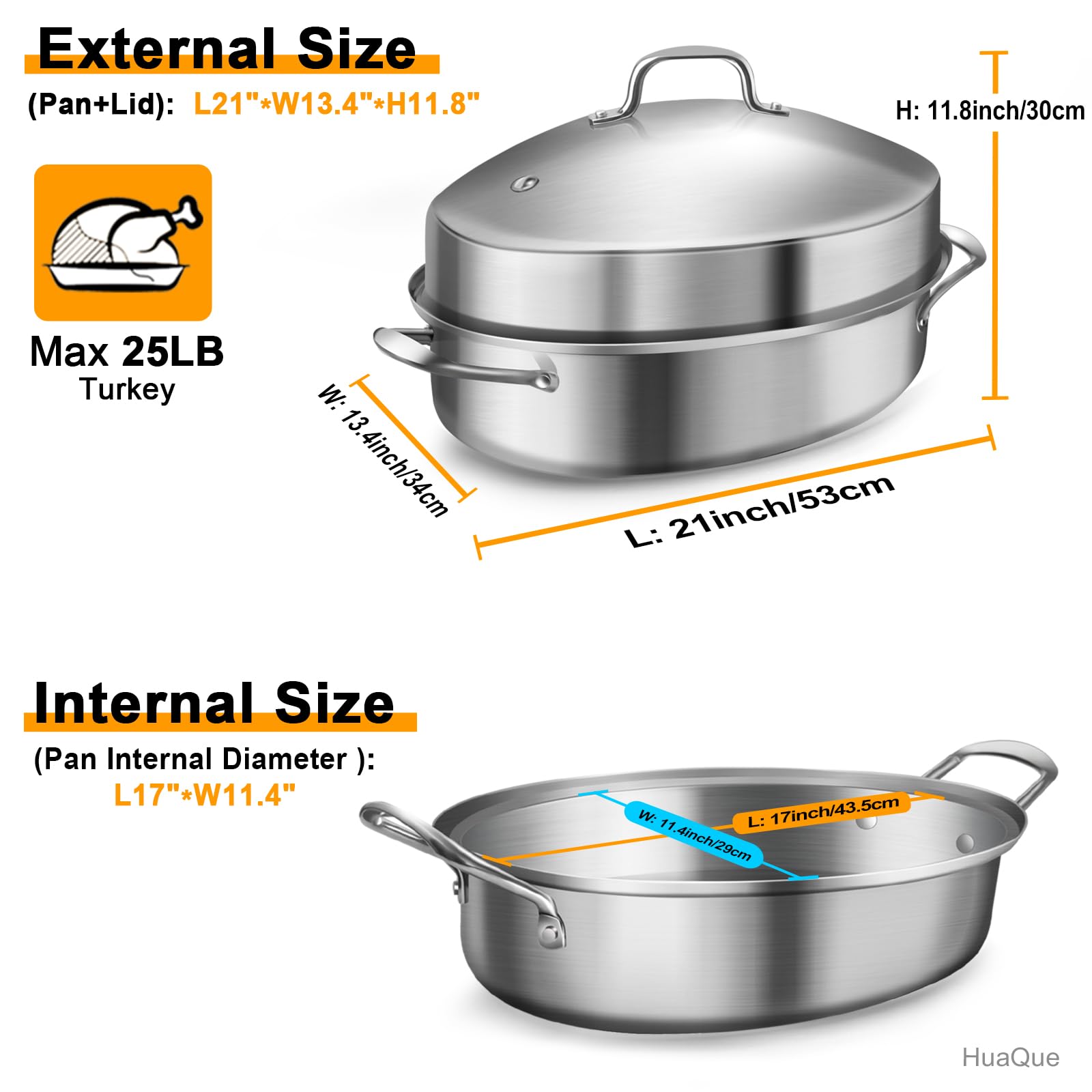HuaQue stainless steel roaster suitable for induction cooktops