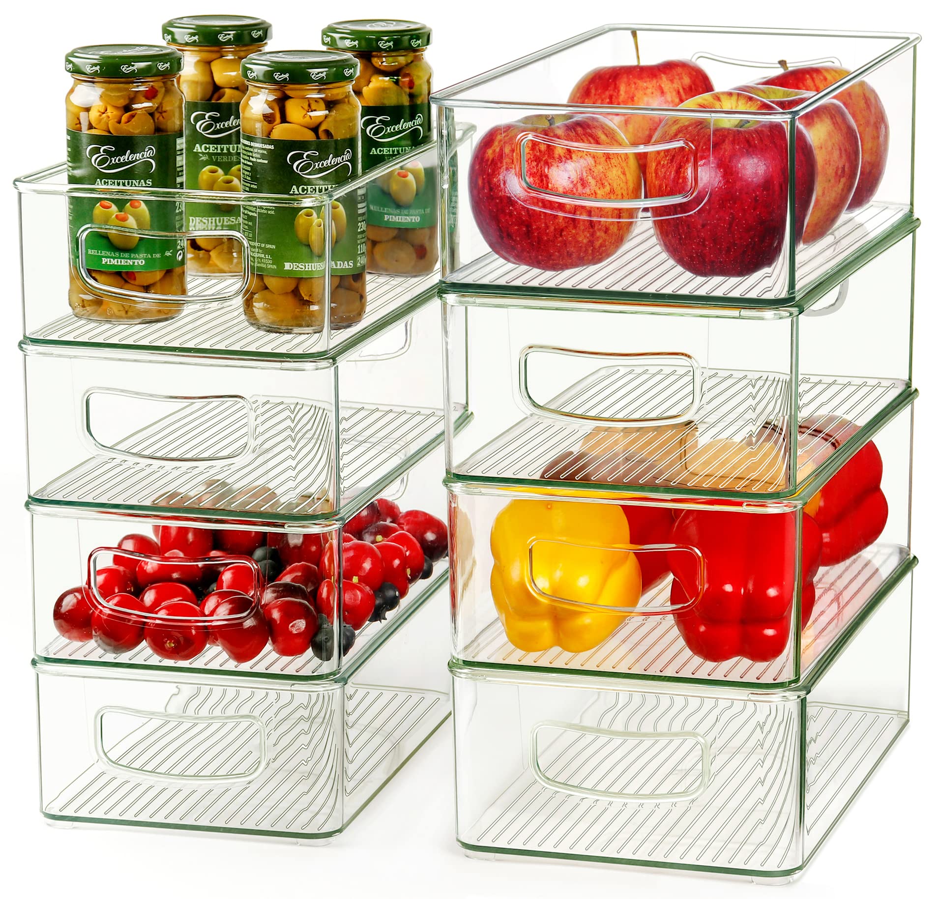 Hudgan clear storage bin in fridge showing easy visibility and organization