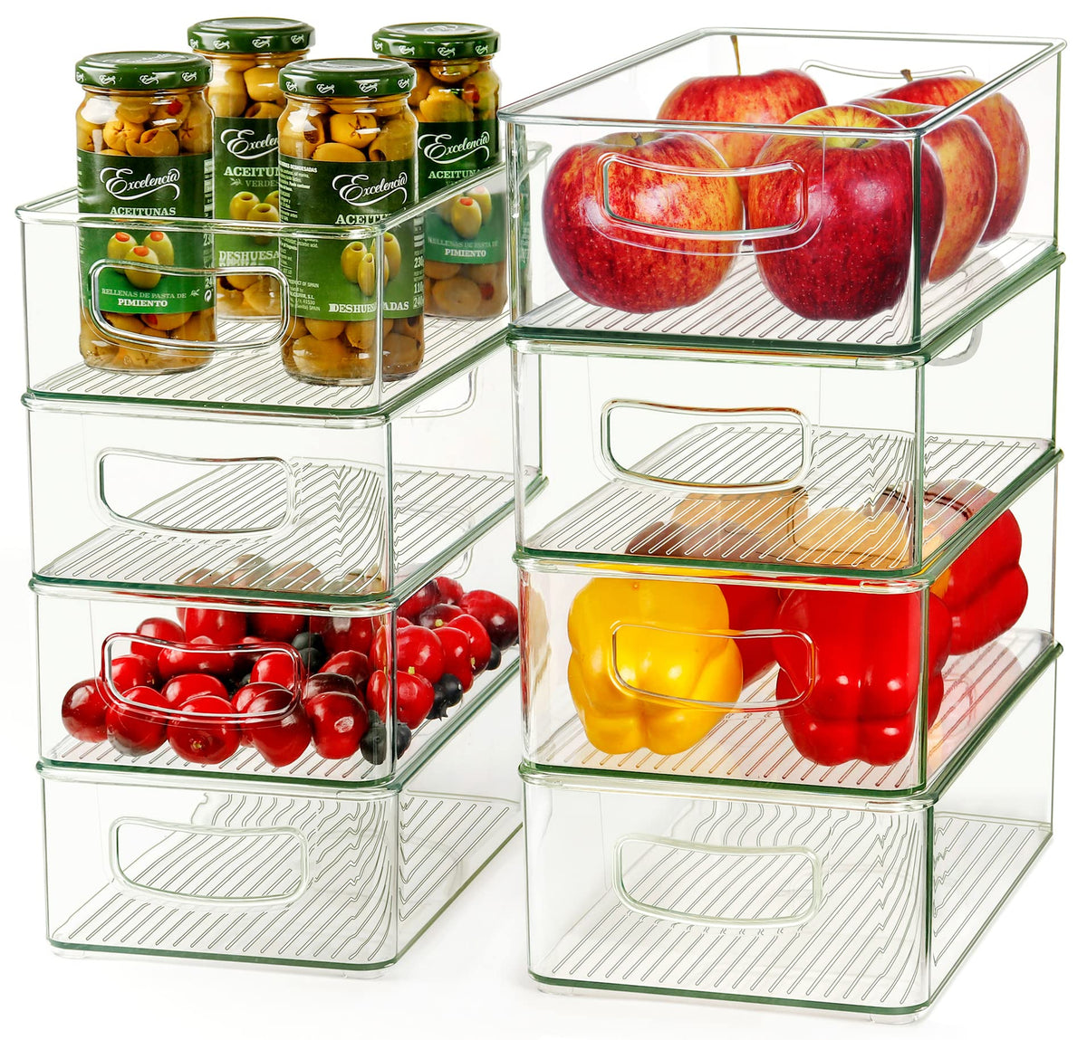 Hudgan clear storage bin in fridge showing easy visibility and organization