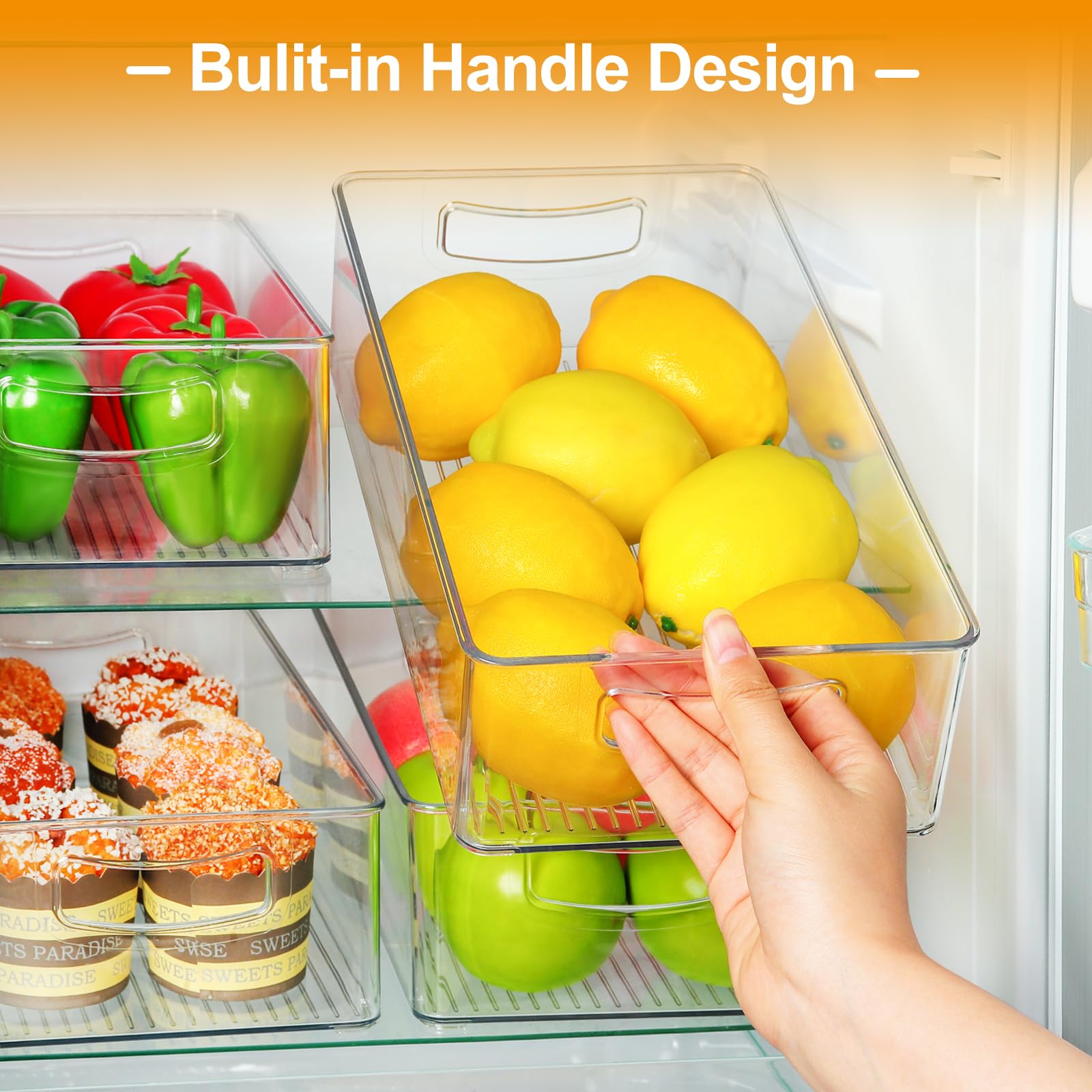 Hudgan large pantry bins stacked to maximize deep shelves