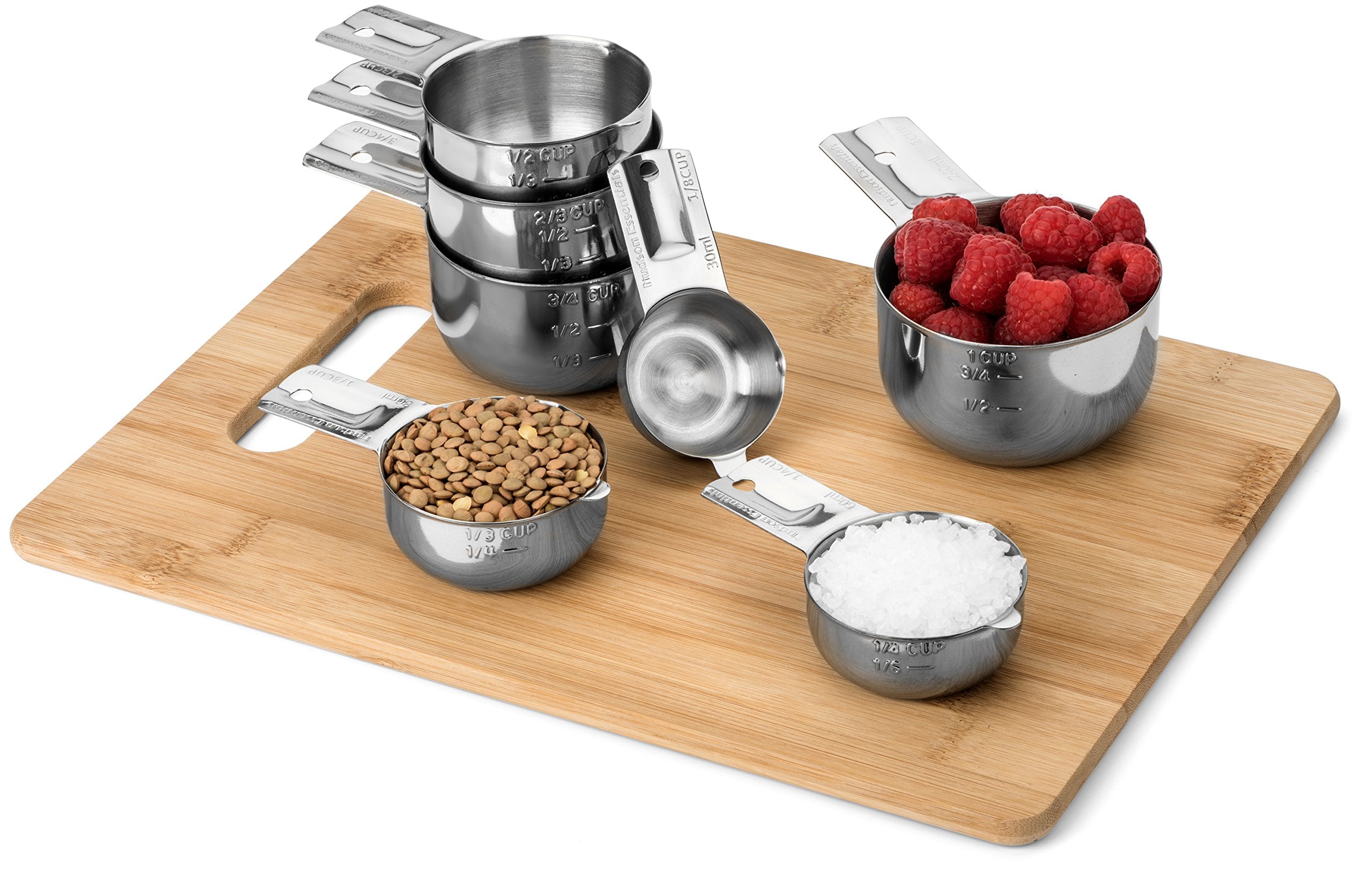 Hudson Essentials durable stainless steel cups withstand daily kitchen use.