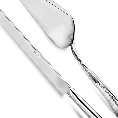 Hudson Essentials hammered 18-10 closeup reveals mirror finish and precise construction.