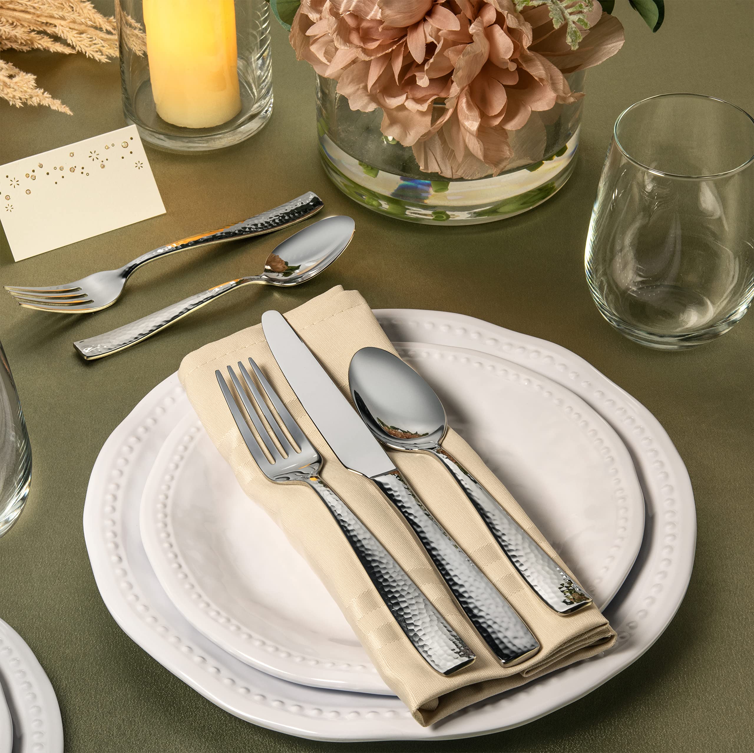 Hudson Essentials hammered handle with mirror finish close-up showing premium craftsmanship