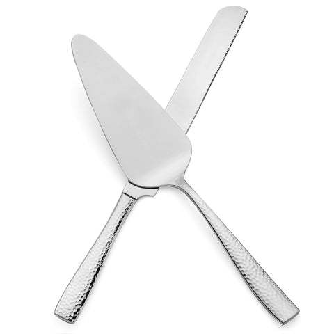 Hudson Essentials hammered set on table showcases timeless style for gatherings.