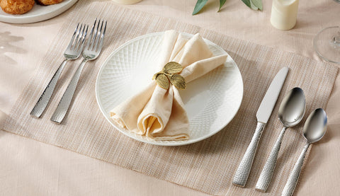 Hudson Essentials mirror finish and hammered texture on handles