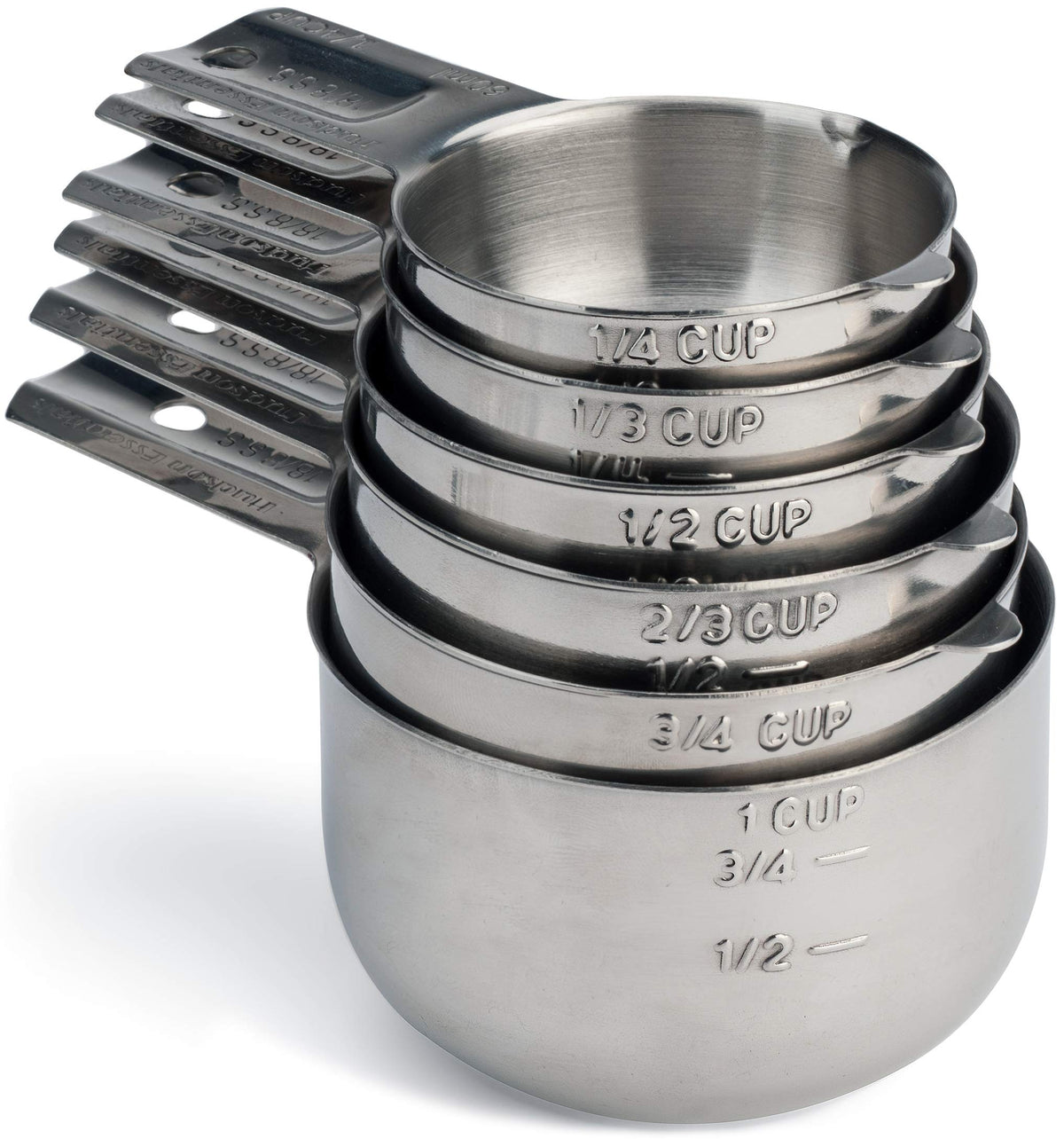 Hudson Essentials quarter-cup stainless steel measuring cup for precise dry ingredients.