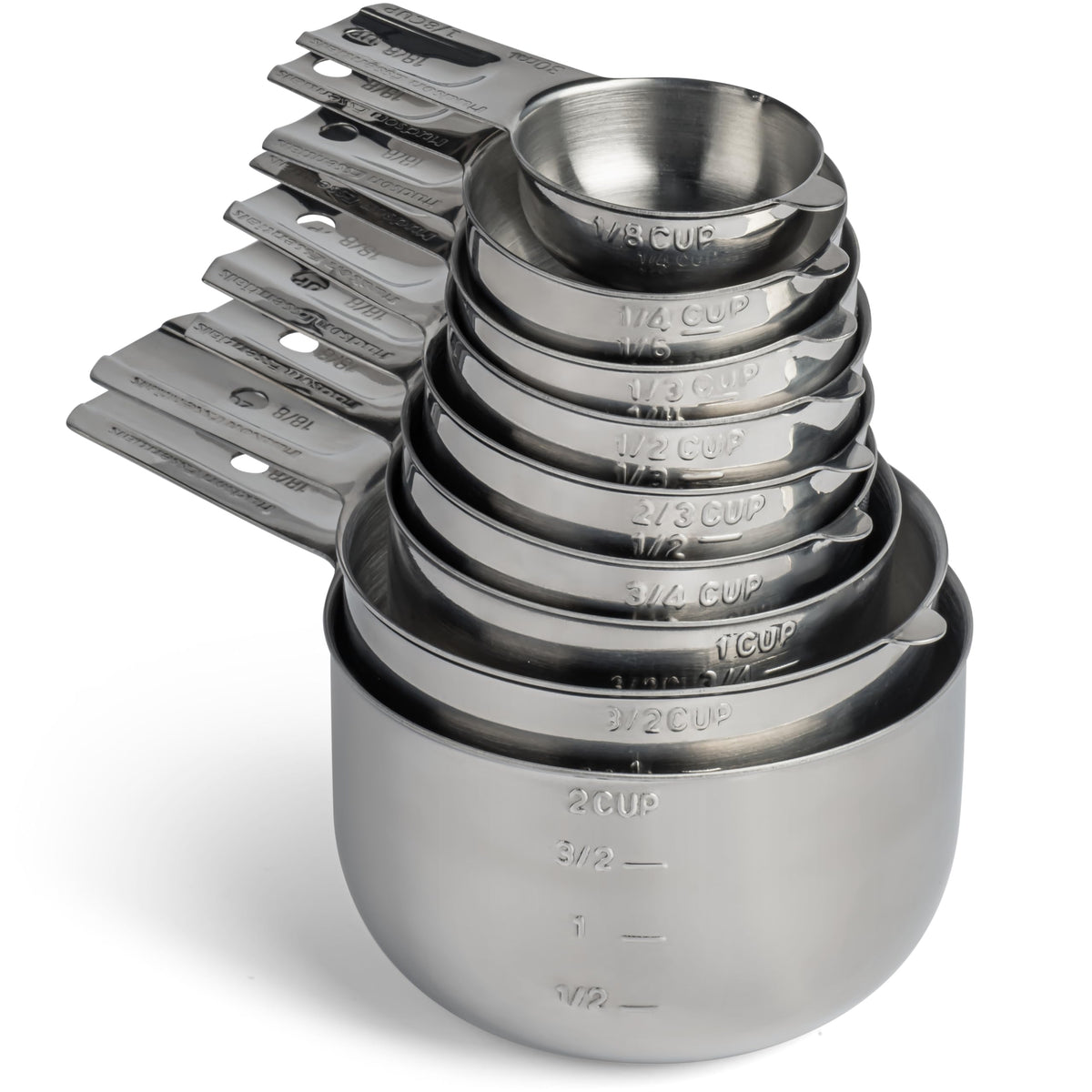 Hudson Essentials stainless steel measuring cups set, rust-resistant and durable for everyday baking.