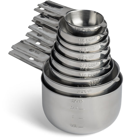 Hudson Essentials stainless steel measuring cups set, rust-resistant and durable for everyday baking.