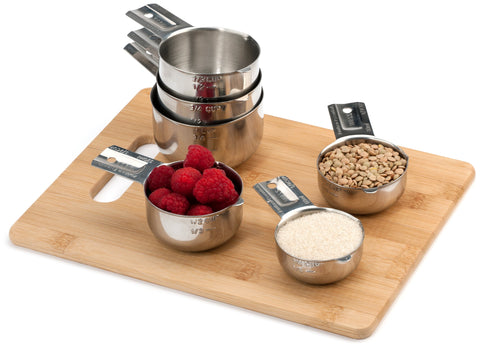 Hudson Essentials two-thirds-cup stainless steel measuring cup for accurate batter scooping.