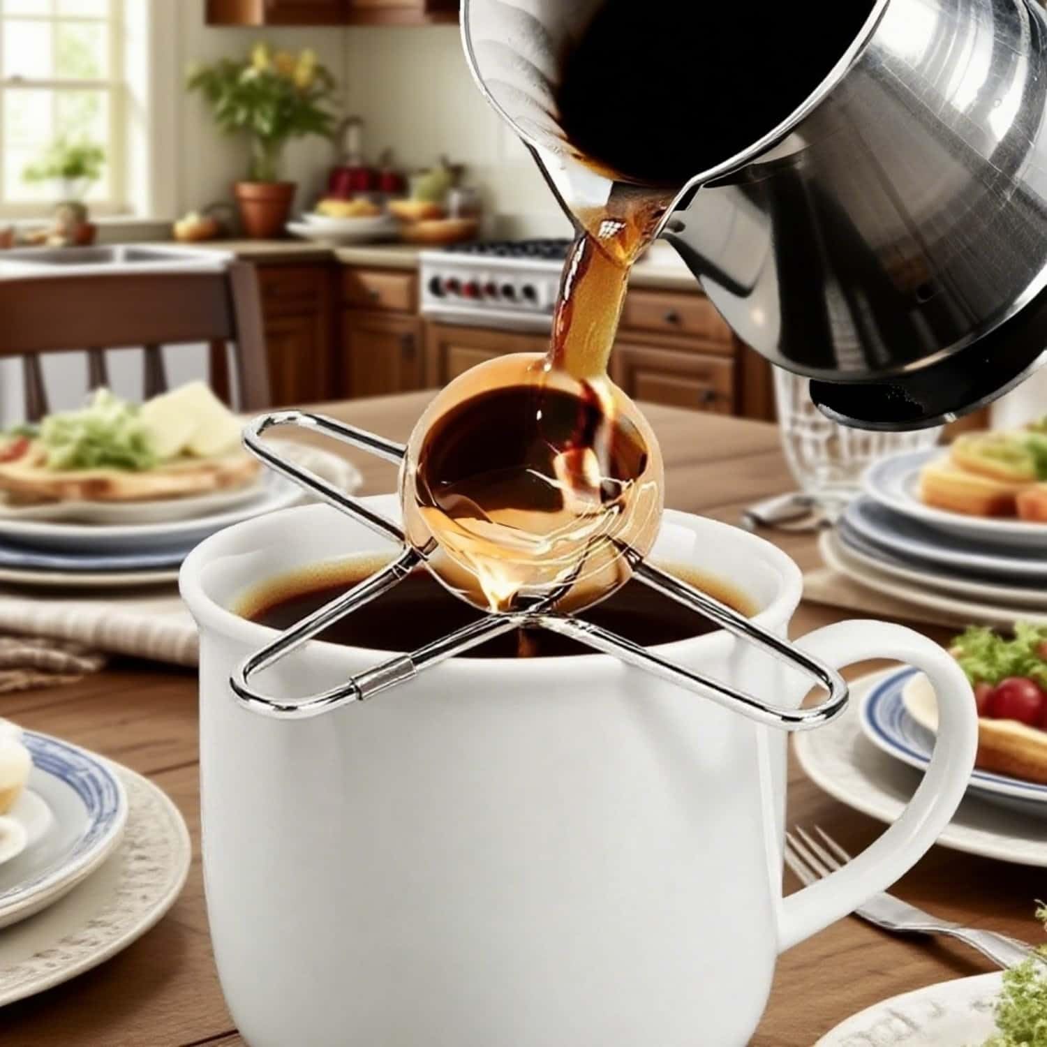 Huease espresso ball in portafilter demonstrating compact, versatile cooling.