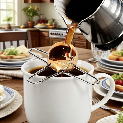 Huease espresso ball in portafilter demonstrating compact, versatile cooling.