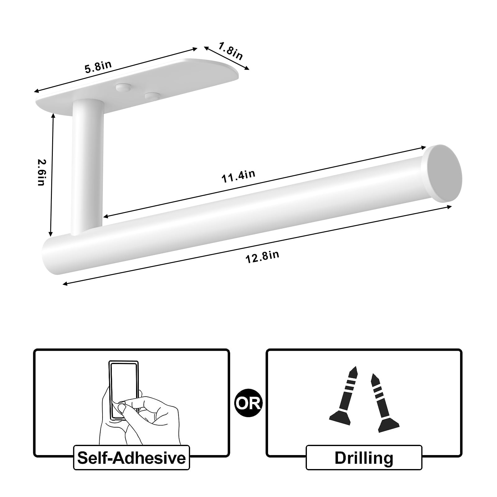 HUFEEOH self-adhesive back bracket provides secure mounting on smooth surfaces.