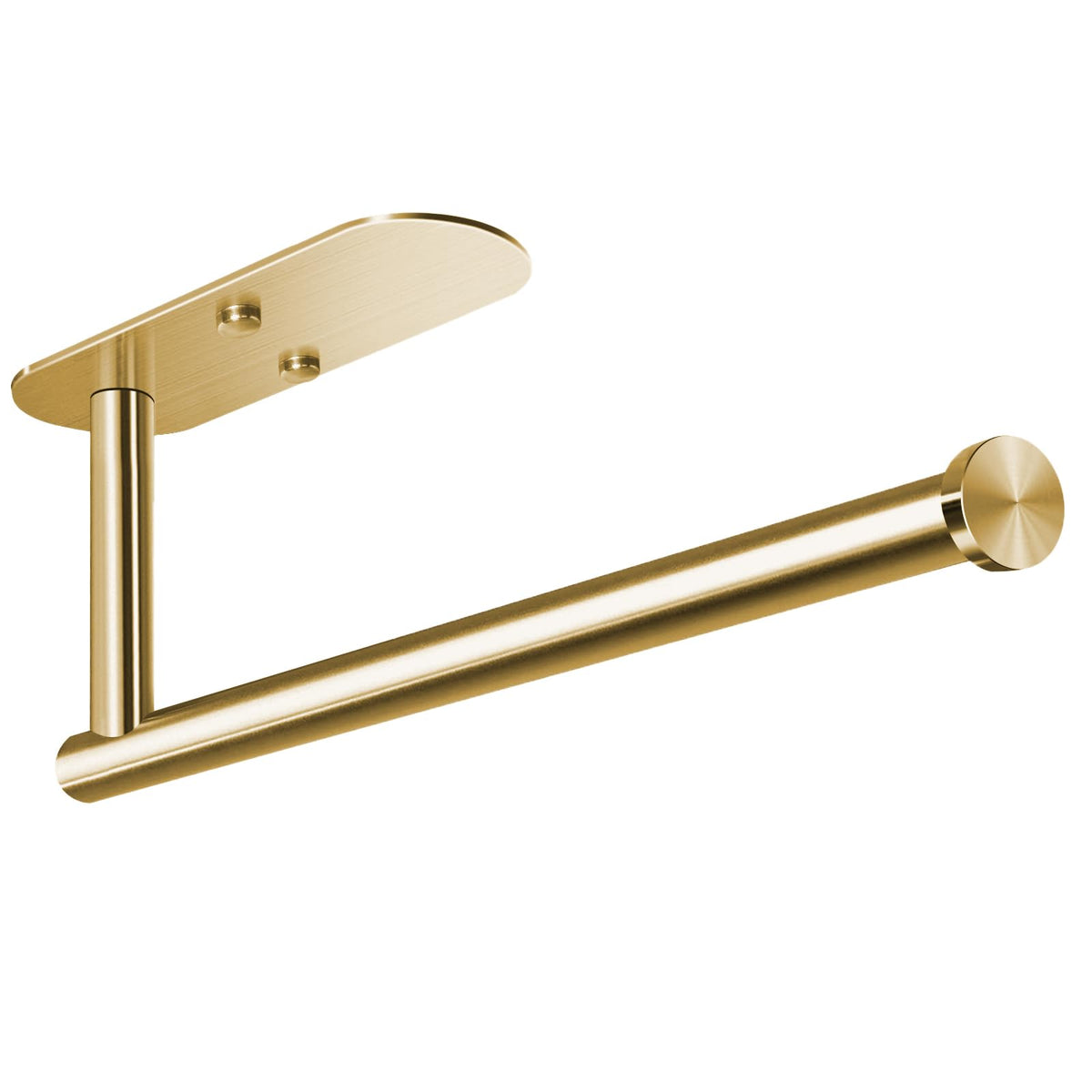 HUFEEOH under-cabinet gold paper towel holder, front view, adds sleek kitchen organization.