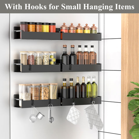 HuggieGems 6-pack spice rack keeps spices neatly organized in small kitchens.
