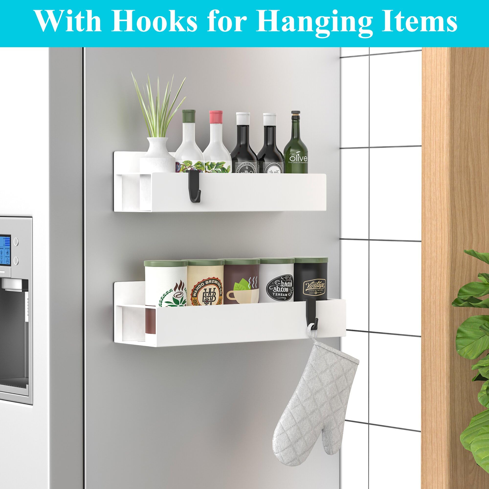 HuggieGems magnetic spice rack on fridge door offers organized storage