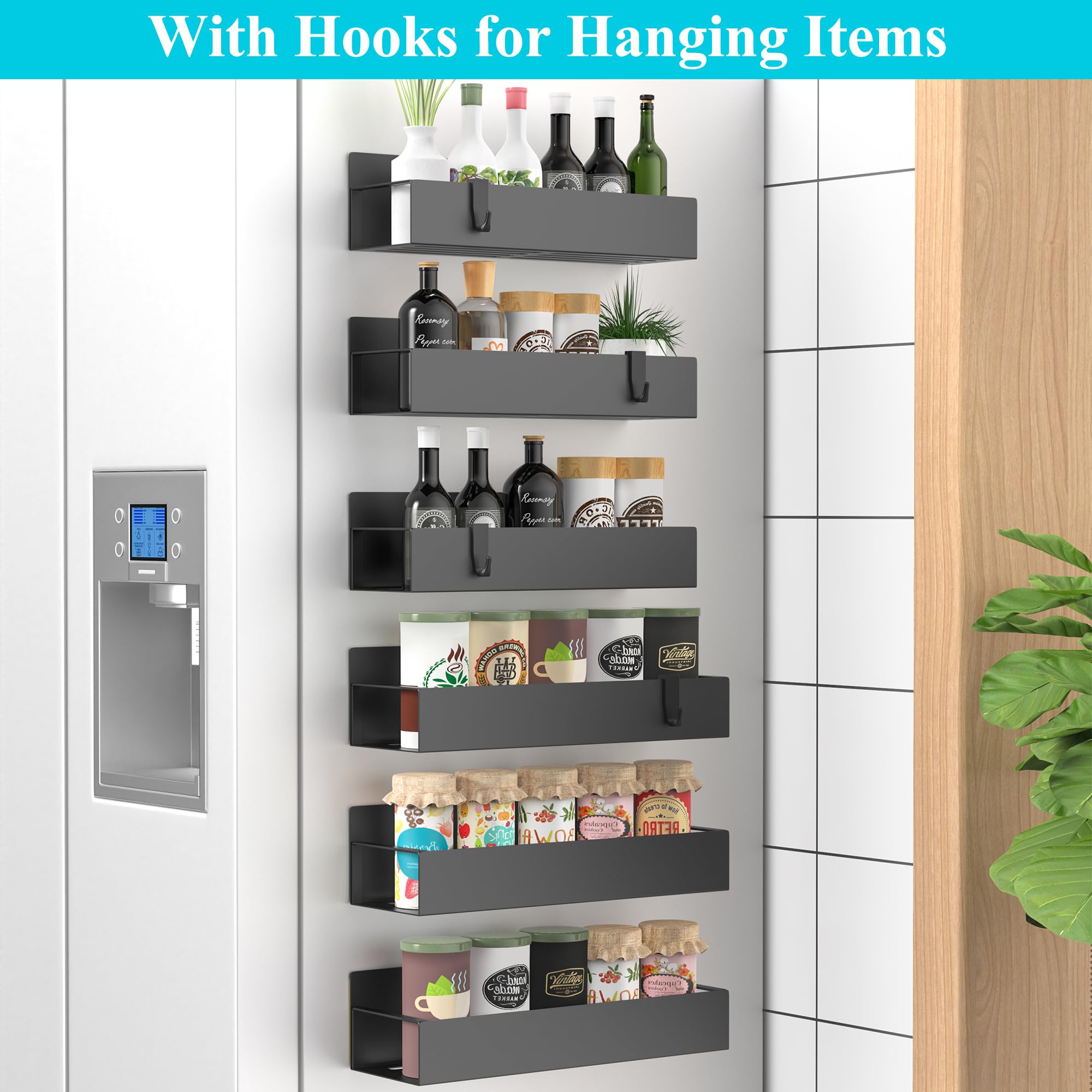 HuggieGems magnetic spice rack on fridge boosts organization and speed during cooking.
