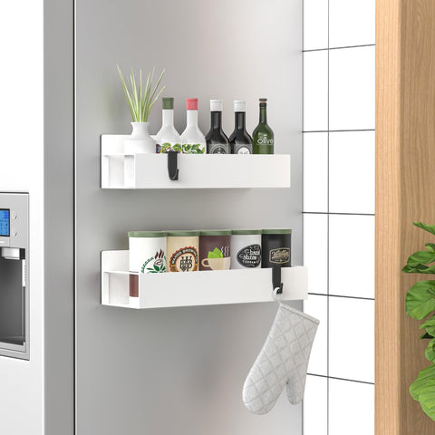 HuggieGems magnetic spice rack side-mount white on fridge for easy spice access