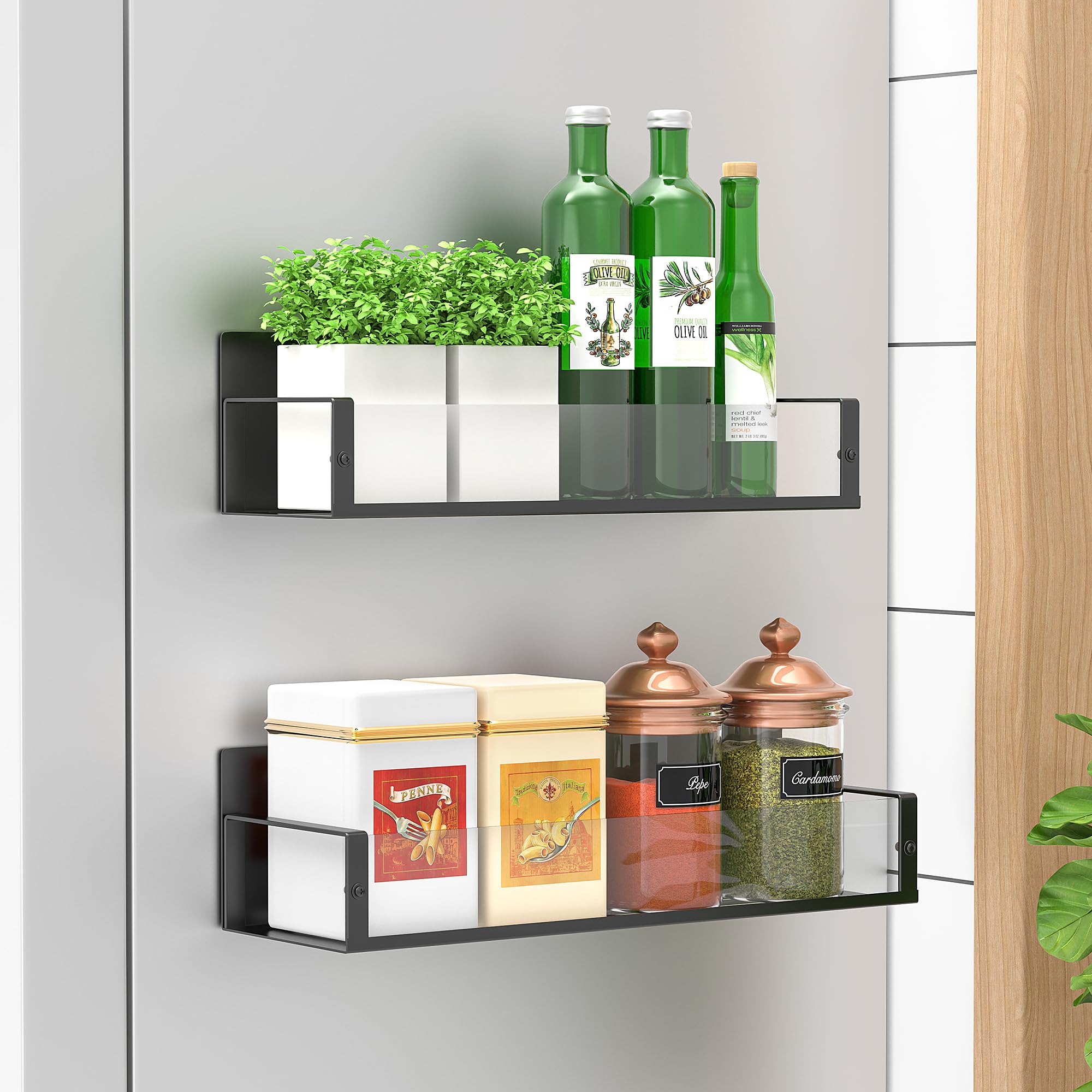 HuggieGems magnetic spice rack side-mount on fridge for quick access