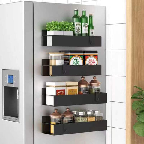 HuggieGems magnetic spice rack on fridge side for easy access and organization