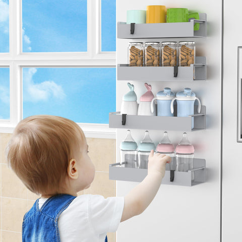 HuggieGems spice organization for modern kitchen counter space.
