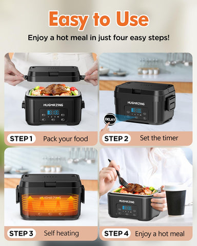 Hugmazing 1.2L stainless steel container keeps meals fresh and evenly heated.