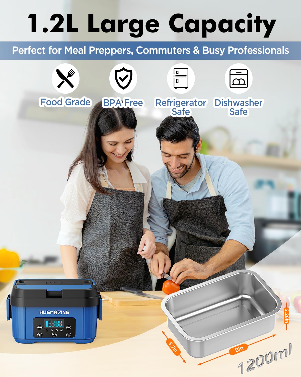 Hugmazing Cordless Lunch Box battery indicator screen in use.